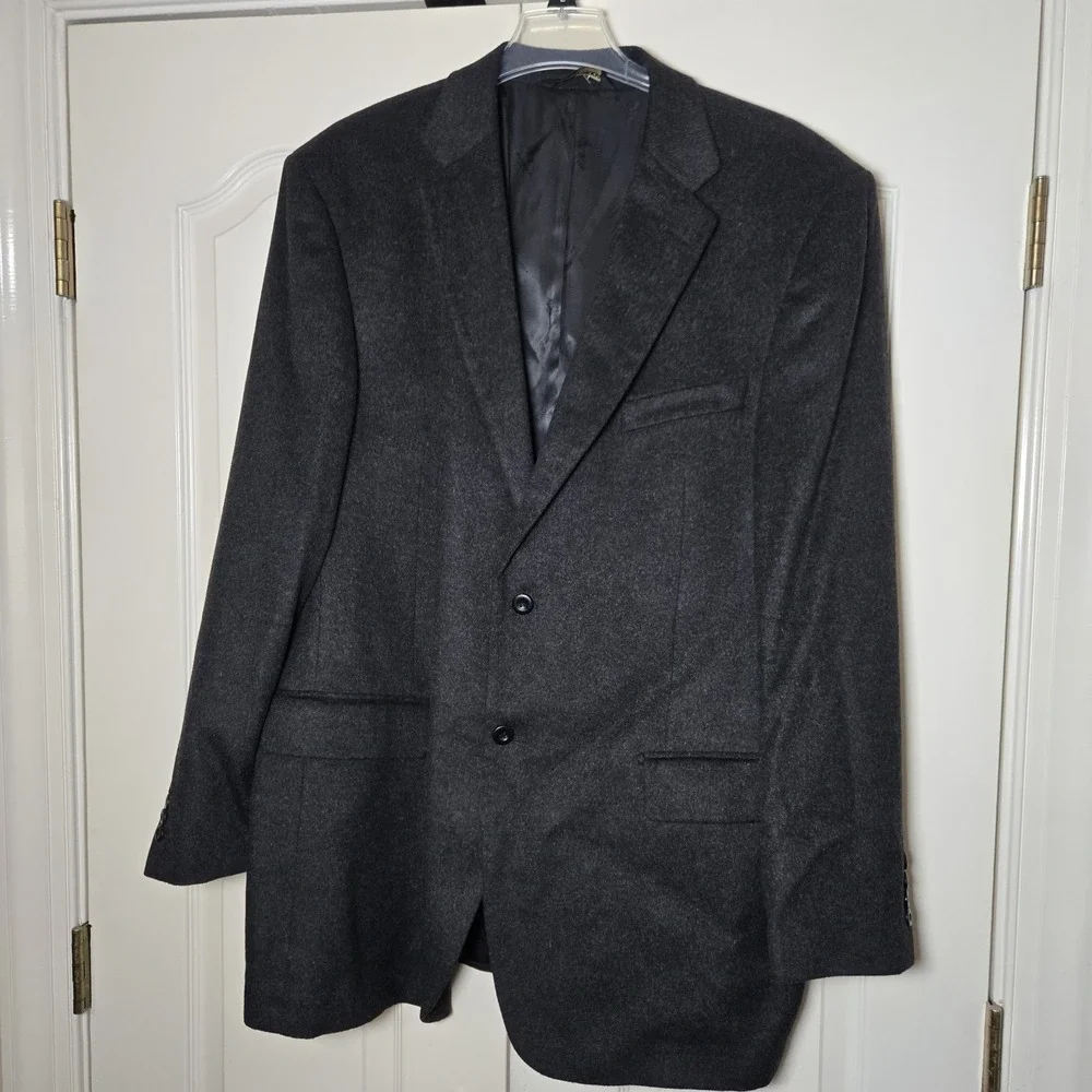 Pronto Moda Lambs Wool Cashmere‎ Blend Sports Coat Charcoal 48L Measurement Pics